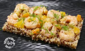 Crevettes citron confit/aneth par C.Lignac