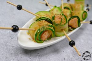 Bouchées de saumon teriyaki et courgettes