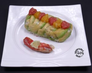 Roulade de crabe, avocat et agrumes