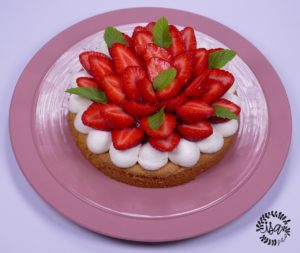 Sablé Breton, fraises, rhubarbe et menthe