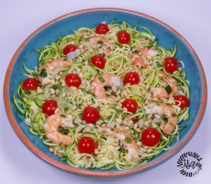 Salade de spaghettis de courgettes aux crevettes