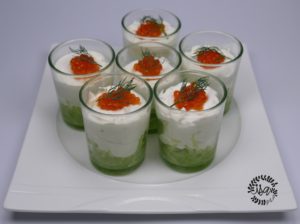 Verrine concombre et œufs de saumon