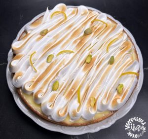 Tarte citron pistache meringuée