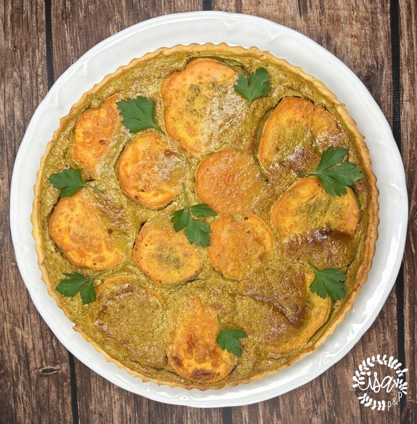 Tarte à la patate douce parfumée au curry et à la coco