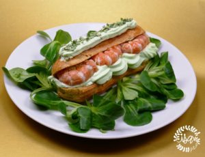 Éclairs aux langoustines et chantilly wasabi