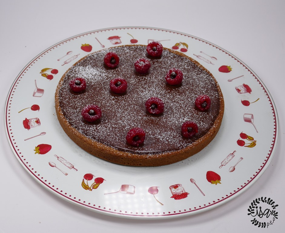 Tarte chocolat-framboises