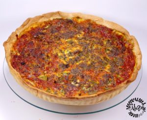 Quiche poivron, chorizo et thym