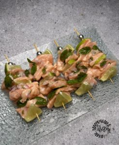 Brochettes saumon menthe et citron vert